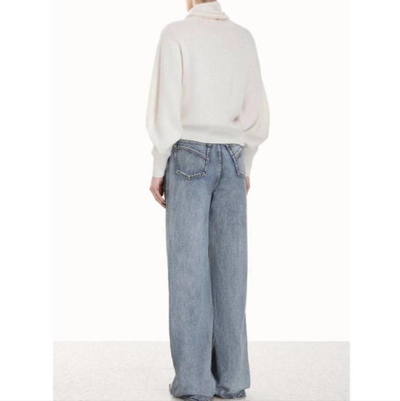 Zimmermann Lyrical Brushed Wool Cashmere Turtleneck Sweater In Cream - Picture 2 of 16